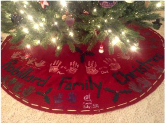 How to Make a No Sew Handprint Christmas Tree Skirt